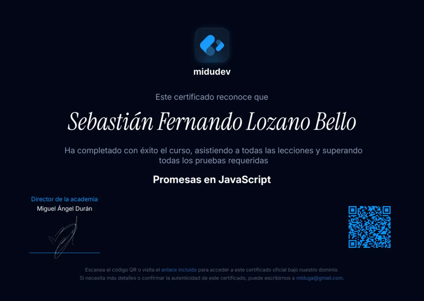Promises in JavaScript certificate