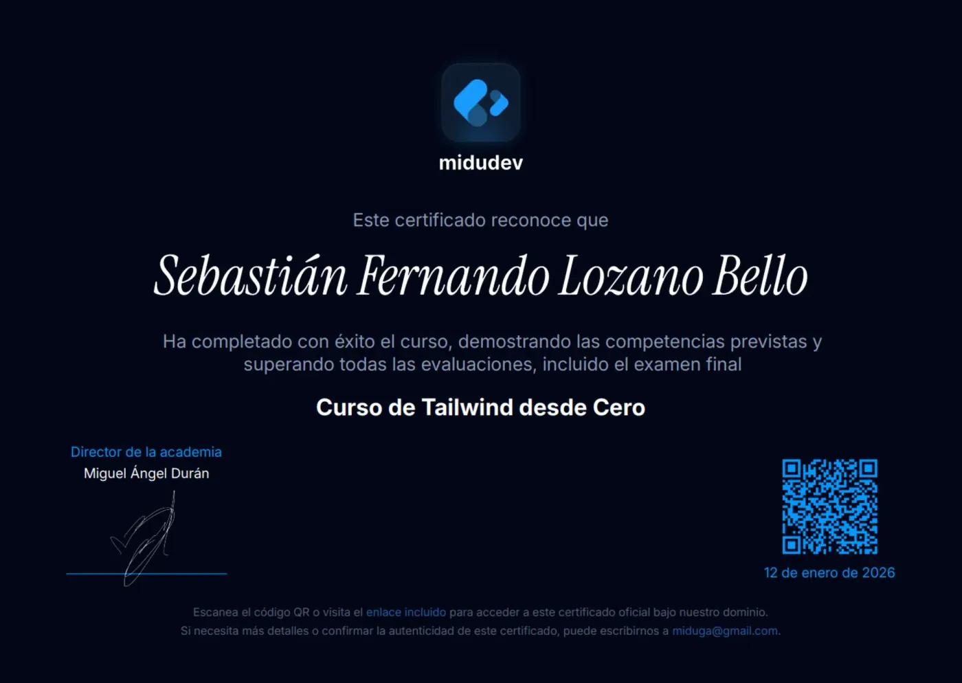 Tailwind from Scratch certificate
